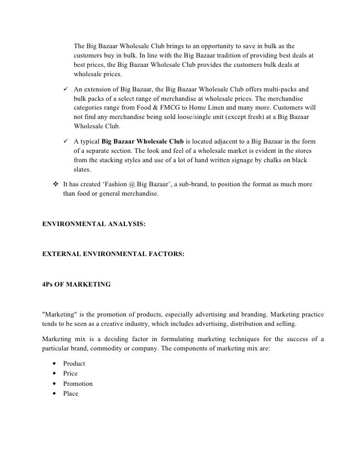 Pest analysis of big bazaar big bazaar value chain analysis